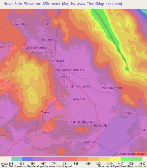 Novo Selo,Croatia Elevation Map