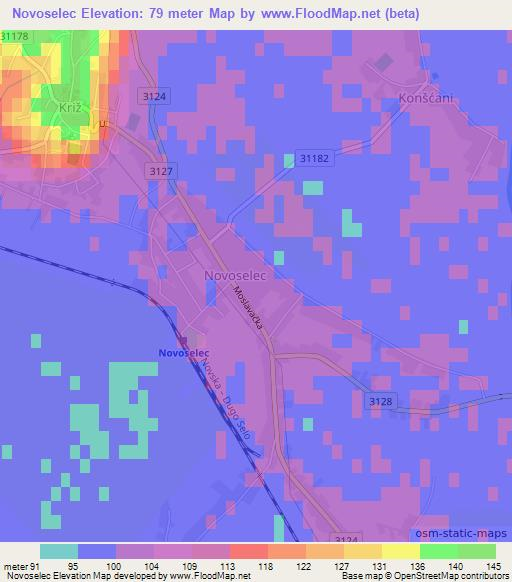 Novoselec,Croatia Elevation Map