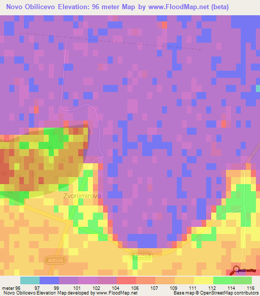 Novo Obilicevo,Croatia Elevation Map