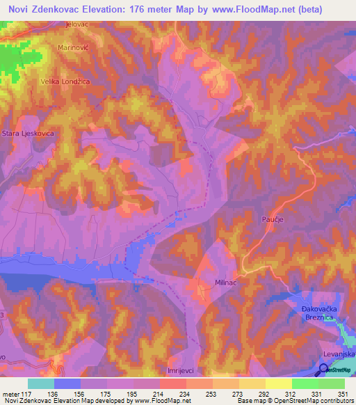 Novi Zdenkovac,Croatia Elevation Map