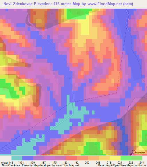 Novi Zdenkovac,Croatia Elevation Map