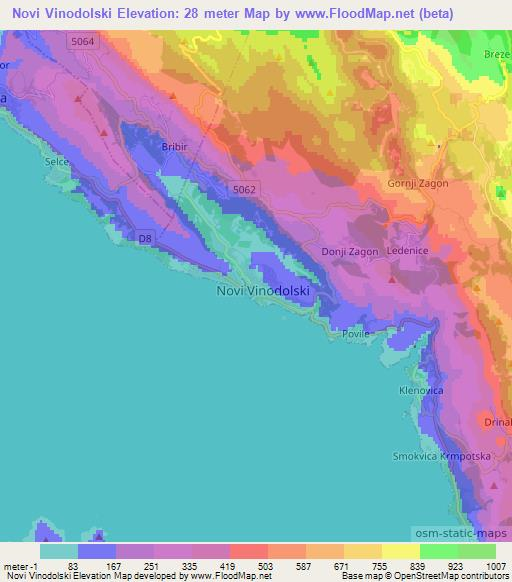 Novi Vinodolski,Croatia Elevation Map