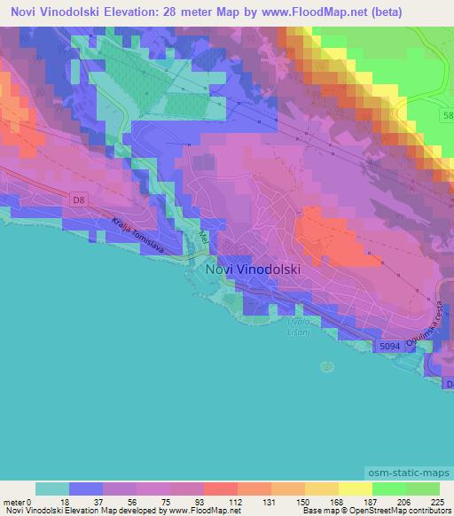 Novi Vinodolski,Croatia Elevation Map