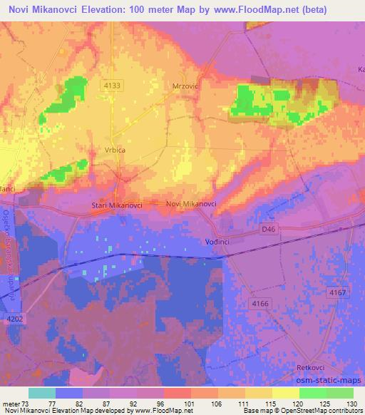 Novi Mikanovci,Croatia Elevation Map