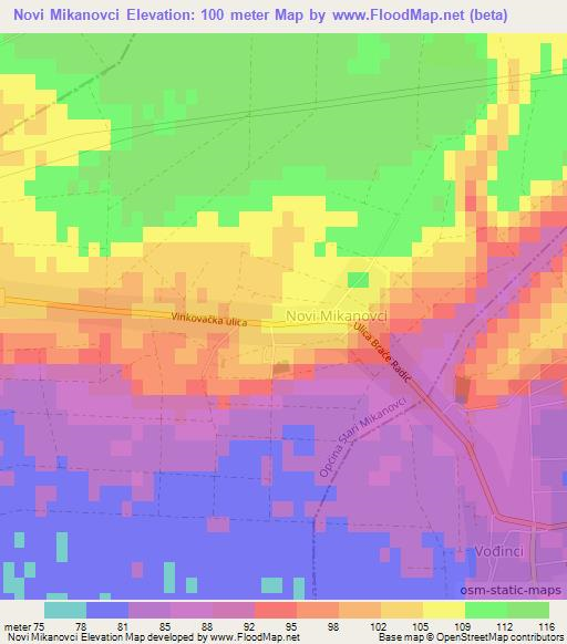 Novi Mikanovci,Croatia Elevation Map