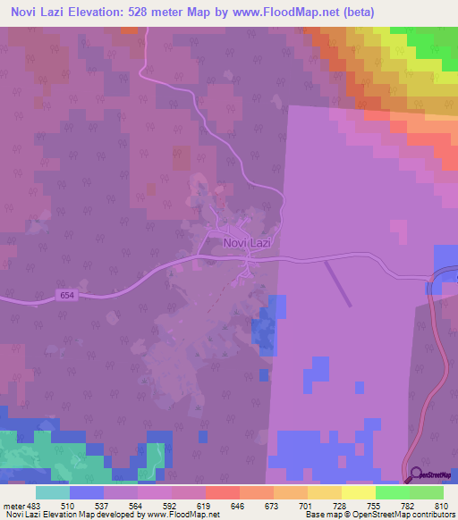 Novi Lazi,Slovenia Elevation Map