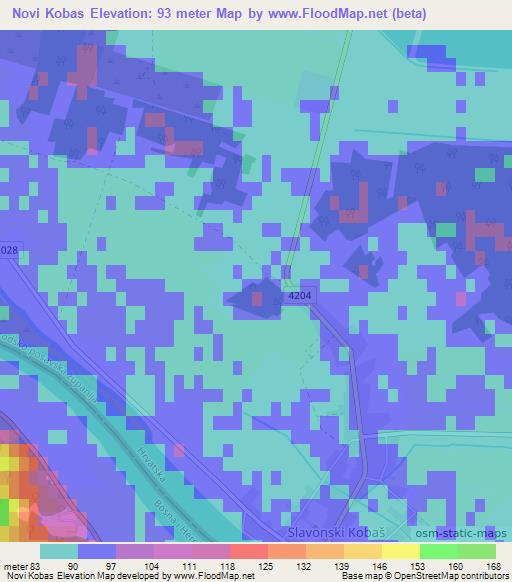 Novi Kobas,Croatia Elevation Map