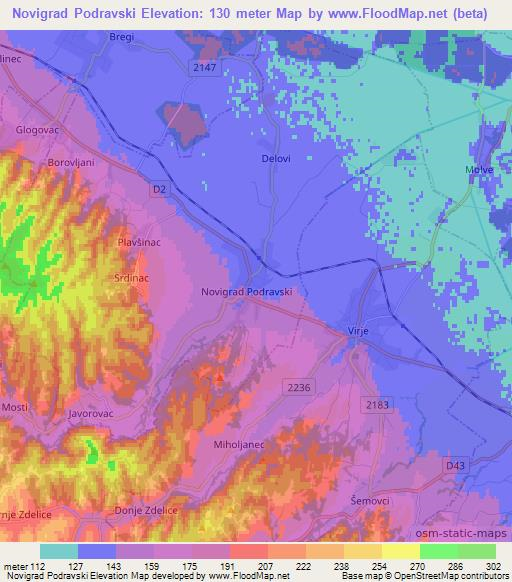 Novigrad Podravski,Croatia Elevation Map