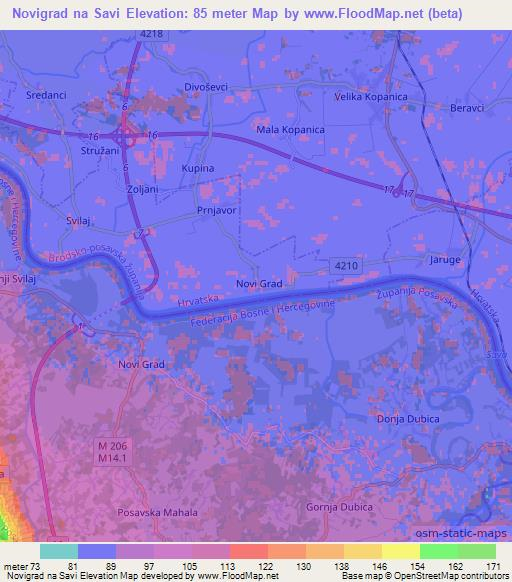 Novigrad na Savi,Croatia Elevation Map