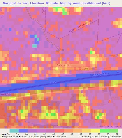 Novigrad na Savi,Croatia Elevation Map