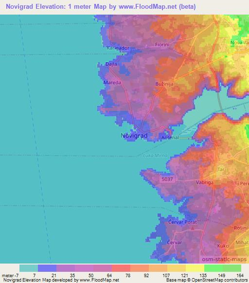 Novigrad,Croatia Elevation Map