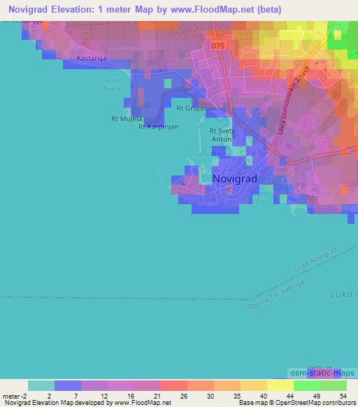 Novigrad,Croatia Elevation Map