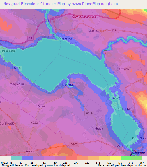 Novigrad,Croatia Elevation Map