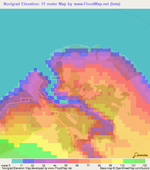 Novigrad,Croatia Elevation Map