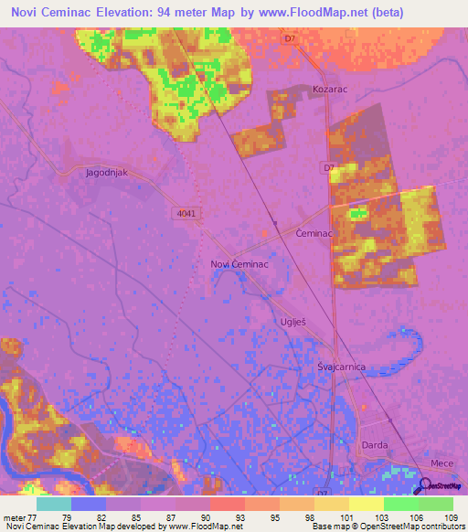 Novi Ceminac,Croatia Elevation Map