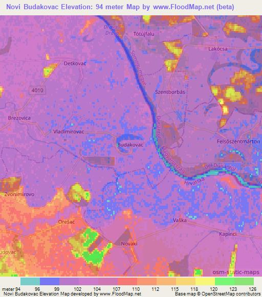 Novi Budakovac,Croatia Elevation Map