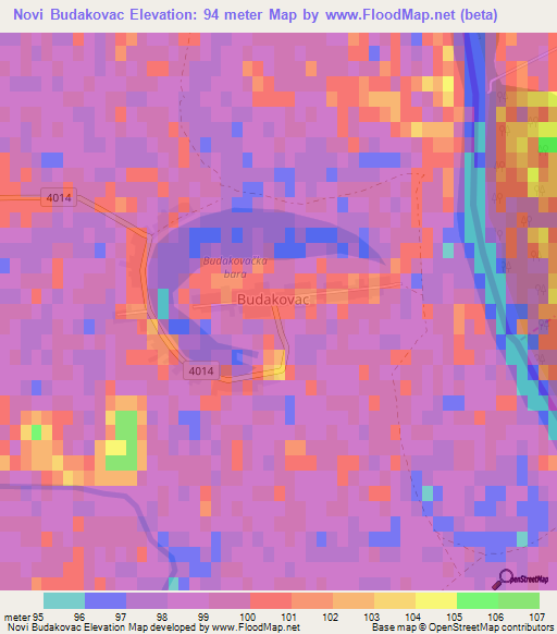 Novi Budakovac,Croatia Elevation Map