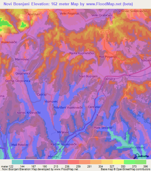 Novi Bosnjani,Croatia Elevation Map