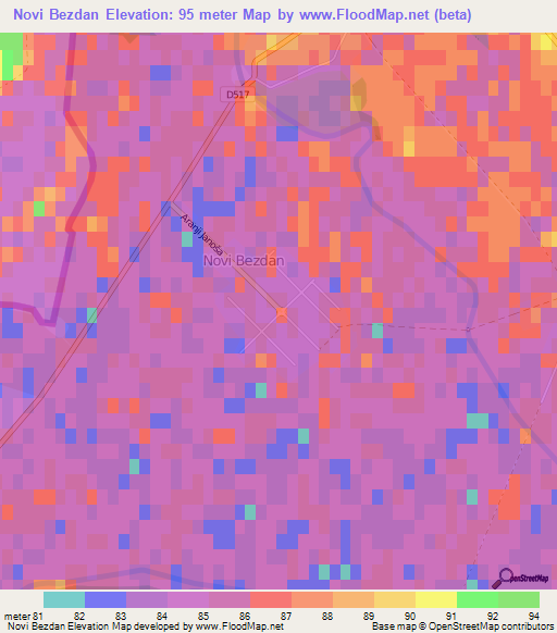 Novi Bezdan,Croatia Elevation Map