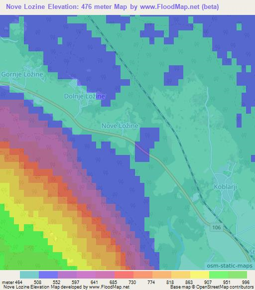 Nove Lozine,Slovenia Elevation Map