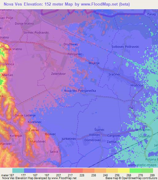 Nova Ves,Croatia Elevation Map