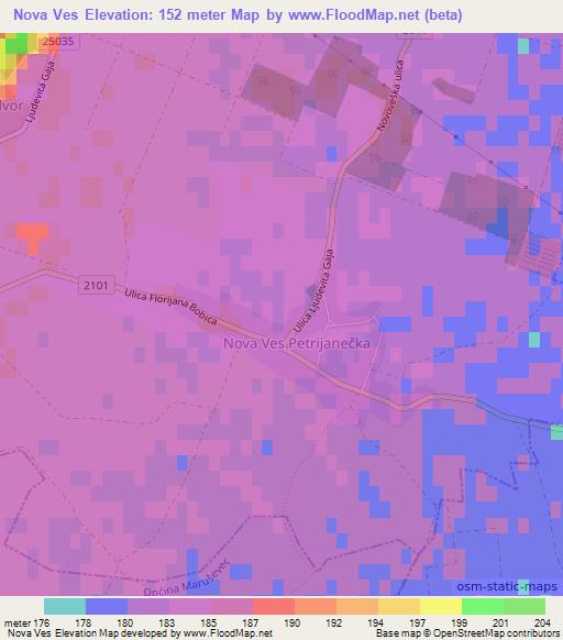 Nova Ves,Croatia Elevation Map