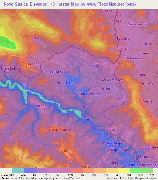 Nova Susica,Slovenia Elevation Map