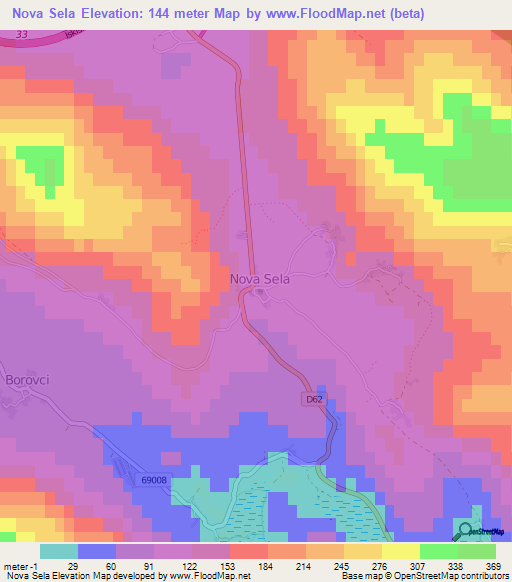 Nova Sela,Croatia Elevation Map