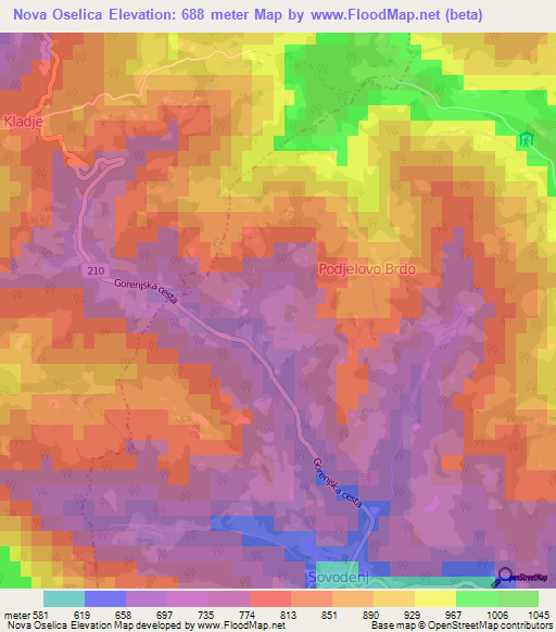 Nova Oselica,Slovenia Elevation Map