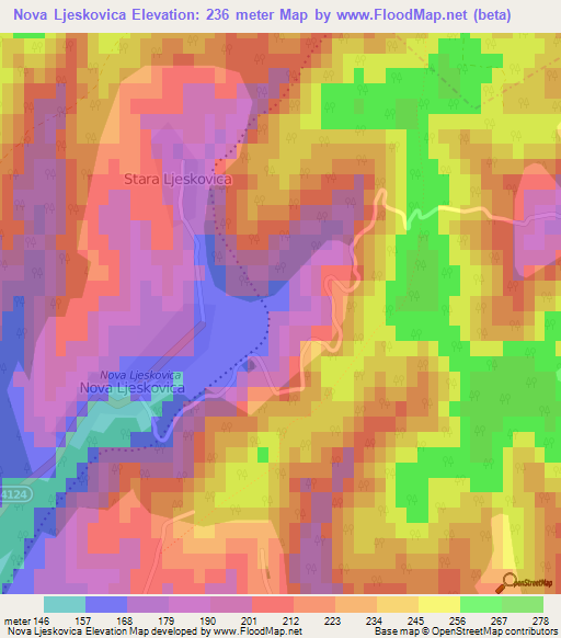 Nova Ljeskovica,Croatia Elevation Map