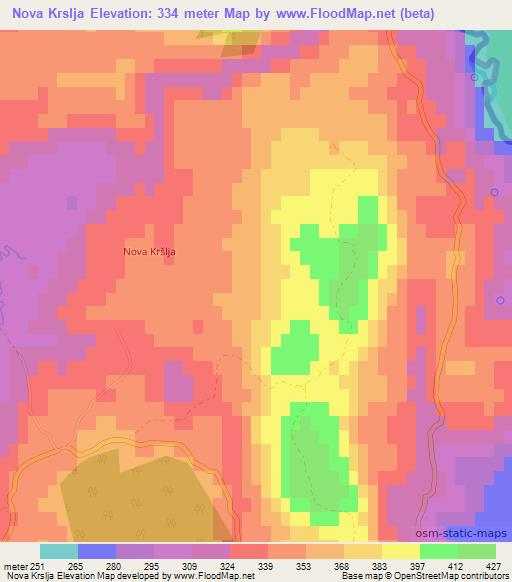 Nova Krslja,Croatia Elevation Map