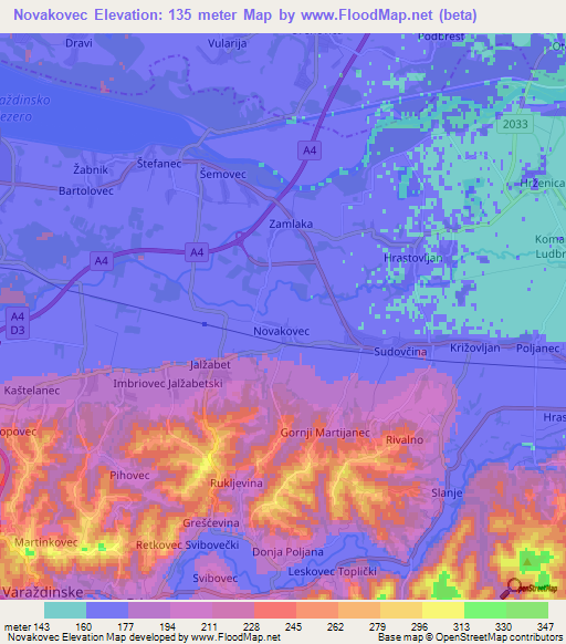 Novakovec,Croatia Elevation Map