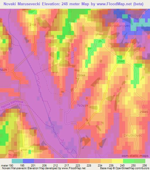 Novaki Marusevecki,Croatia Elevation Map