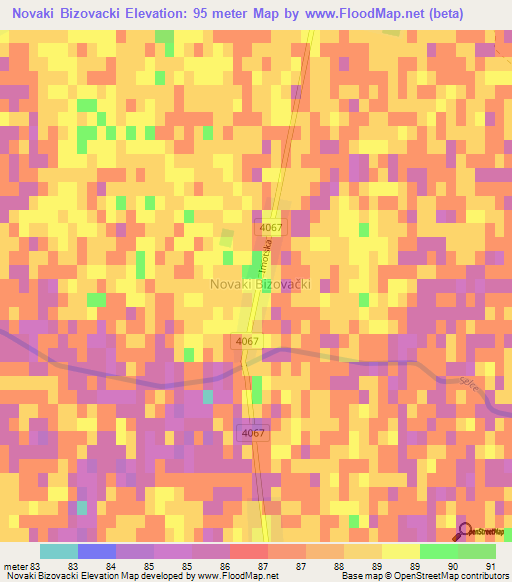 Novaki Bizovacki,Croatia Elevation Map