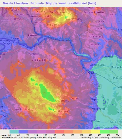 Novaki,Croatia Elevation Map