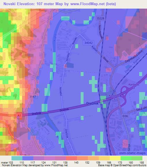 Novaki,Croatia Elevation Map