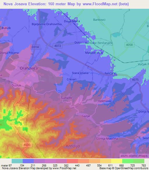 Nova Josava,Croatia Elevation Map