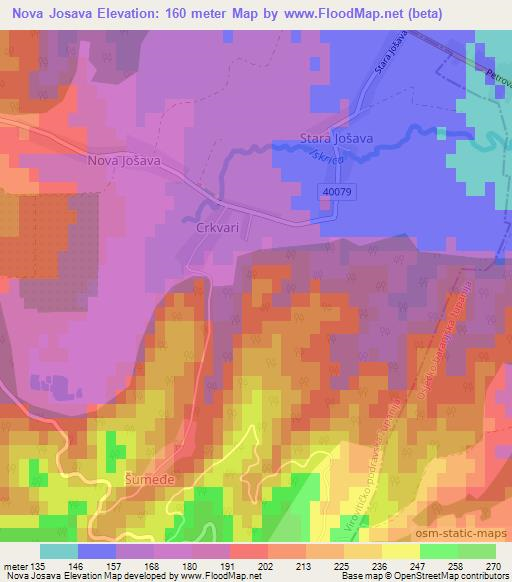 Nova Josava,Croatia Elevation Map