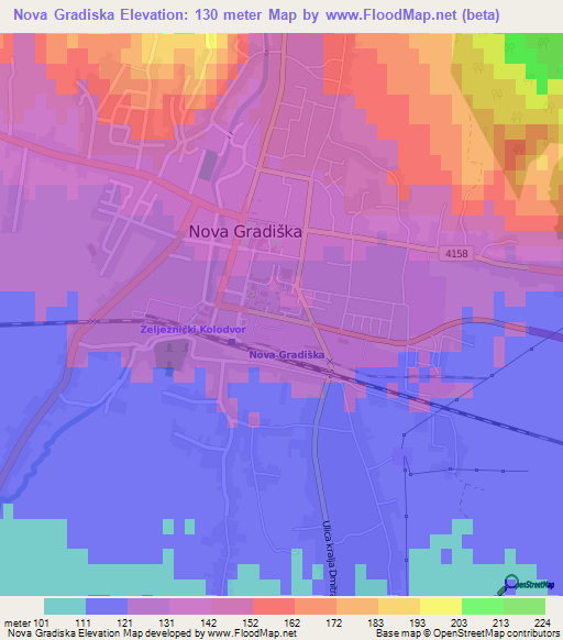 Nova Gradiska,Croatia Elevation Map