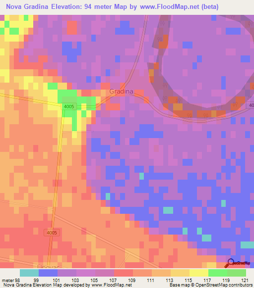 Nova Gradina,Croatia Elevation Map