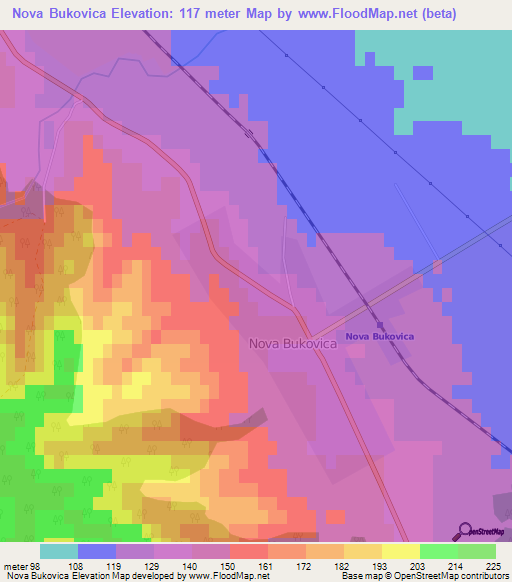 Nova Bukovica,Croatia Elevation Map