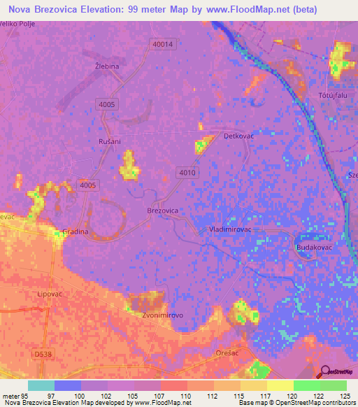 Nova Brezovica,Croatia Elevation Map