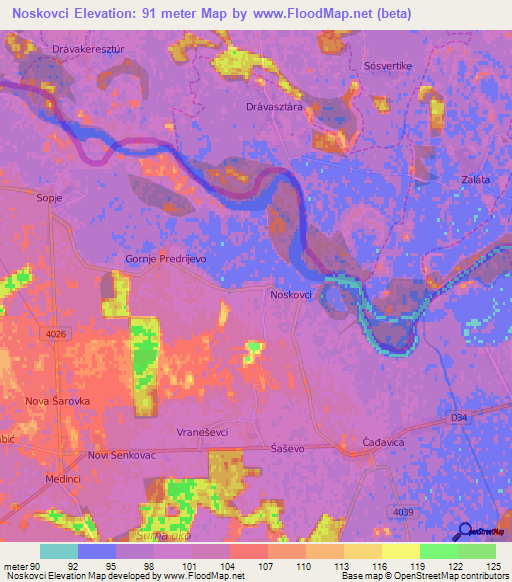 Noskovci,Croatia Elevation Map