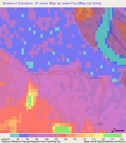 Noskovci,Croatia Elevation Map