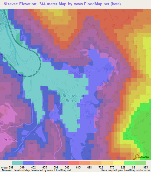 Nizevec,Slovenia Elevation Map