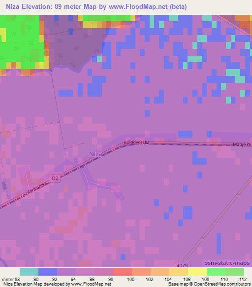 Niza,Croatia Elevation Map