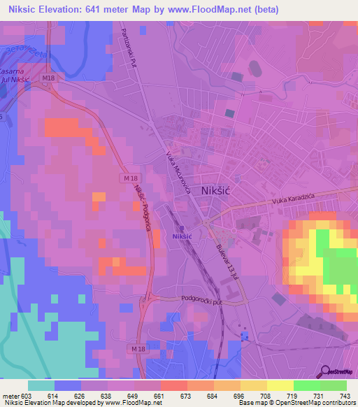 Niksic,Montenegro Elevation Map