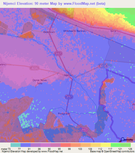 Nijemci,Croatia Elevation Map