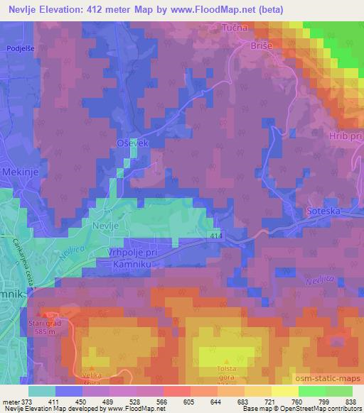 Nevlje,Slovenia Elevation Map