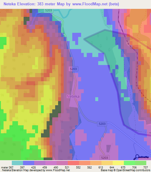 Neteka,Croatia Elevation Map